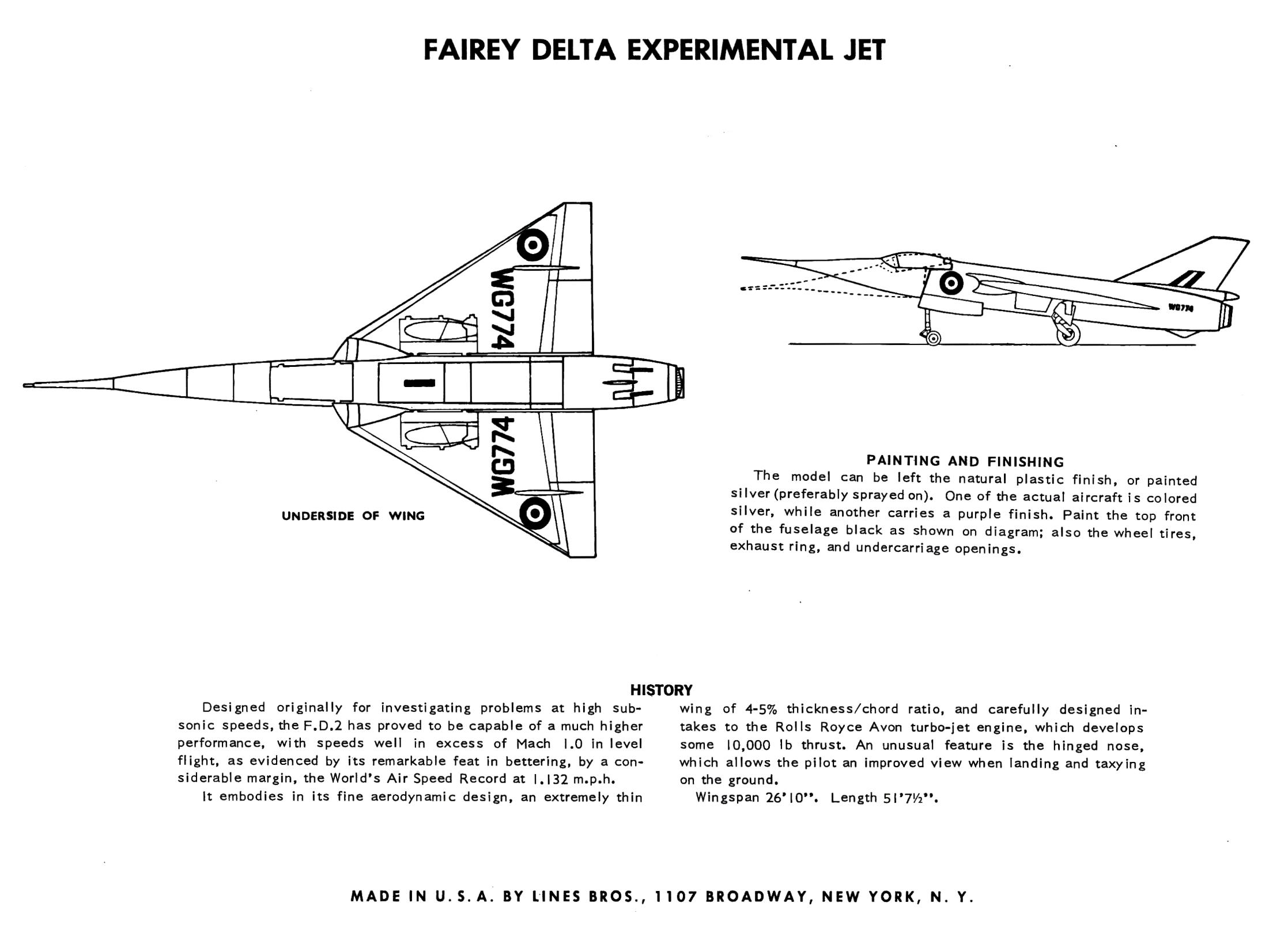 Иинструкция, схема окраски и маркировки Air Lines 7908 Fairey Delta 2